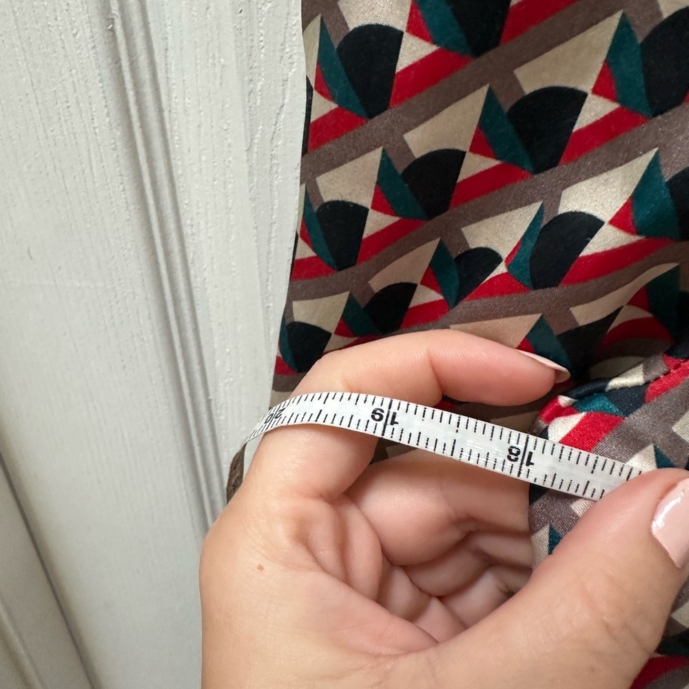 Marc By Marc Jacobs Red Black White Geometric Blouse tie neck silk cotton 2 - Picture 6 of 6